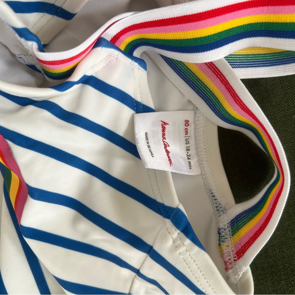 Hanna Andersson Sunblock Rainbow Trim One Piece Suit size 18-24 months - Picture 2 of 5
